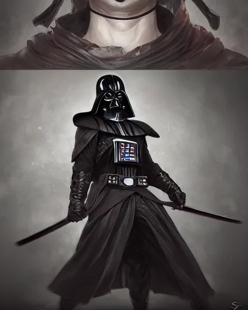 Prompt: an anime portrait of darth vader depicted as a samurai from skyrim, by stanley artgerm lau, wlop, rossdraws, james jean, andrei riabovitchev, marc simonetti, and sakimichan, trending on artstation