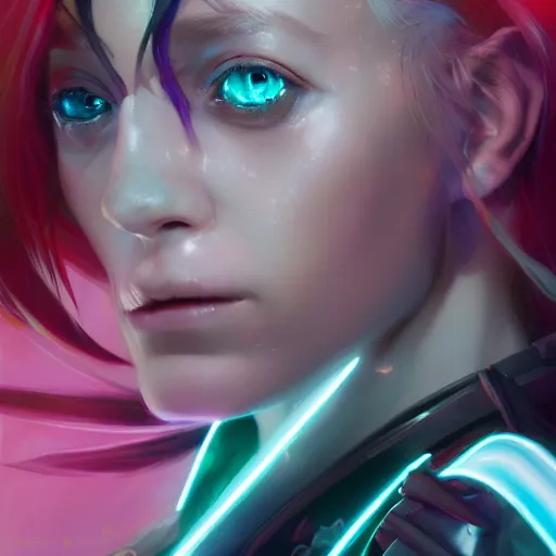 Image similar to beautiful portrait of a cyberpunk goddess who looks like Gollum , character design by charlie bowater, ross tran, artgerm, and makoto shinkai, detailed, soft lighting, rendered in octane