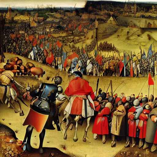 Image similar to king richard the lionheart, the crusades, canvas, by pieter bruegel the elder