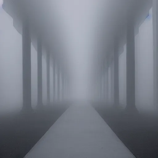 Image similar to long hallway with a fog,