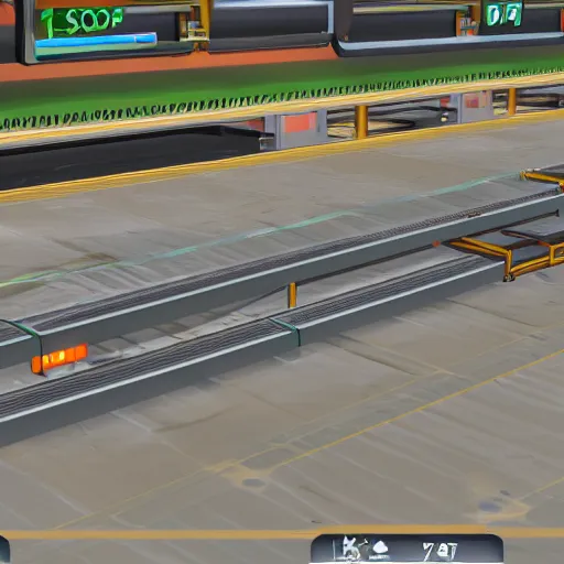 Image similar to screenshot from a 3 d video game about airport conveyor belts