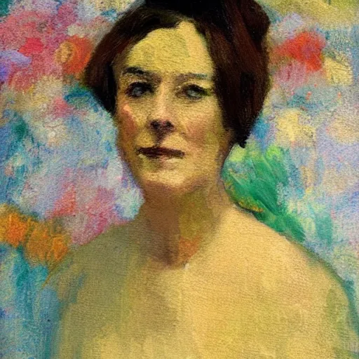 Image similar to an impressionist painting of a lady used with impasto