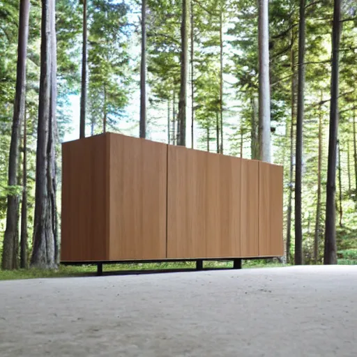 Prompt: an modern cabinet in a forest by Terunobu Fujimori