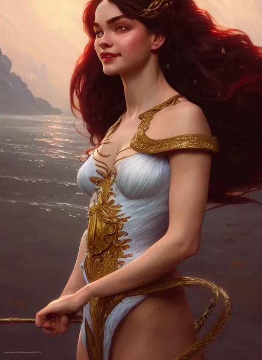 Image similar to Adhel Bol as Ariel, western, D&D, fantasy, intricate, elegant, highly detailed, digital painting, artstation, concept art, matte, sharp focus, illustration, art by Artgerm and Greg Rutkowski and Alphonse Mucha, masterpiece, stunning, artstation