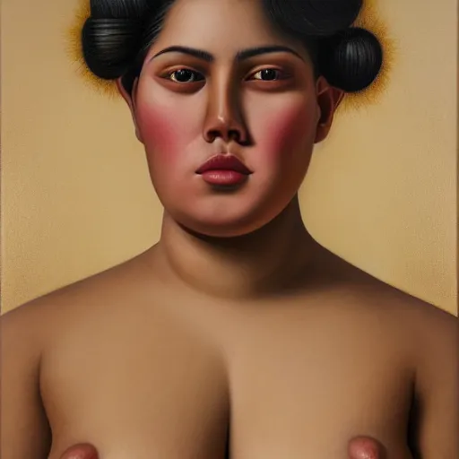 Image similar to A portrait of a strong and thick attractive non-binary person, saturated skin tone, Mexican, oil painting, majestic, detailed, high resolution