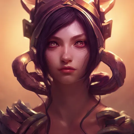 Image similar to league of legends portrait, au naturel, hyper detailed, digital art, trending in artstation, cinematic lighting, studio quality, smooth render, unreal engine 5 rendered, octane rendered, art style by klimt and nixeu and ian sprigger and wlop and krenz cushart.