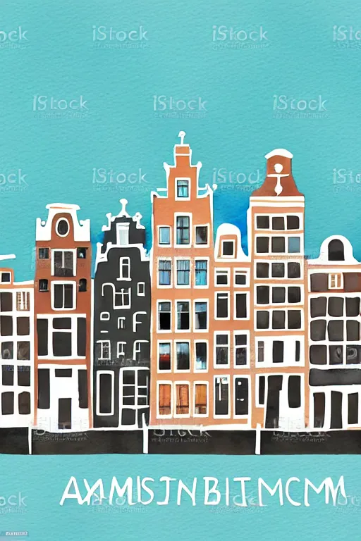 Prompt: minimalist watercolor art of amsterdam, illustration, vector art