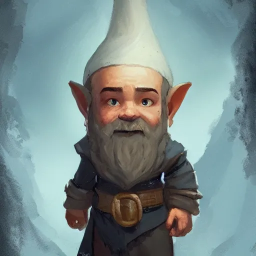 Image similar to Portrait of a gnome called Eldon, who is a young wizard that studied at the School of Abjuration, art by argerm and greg rutkowski, trending on artstation.