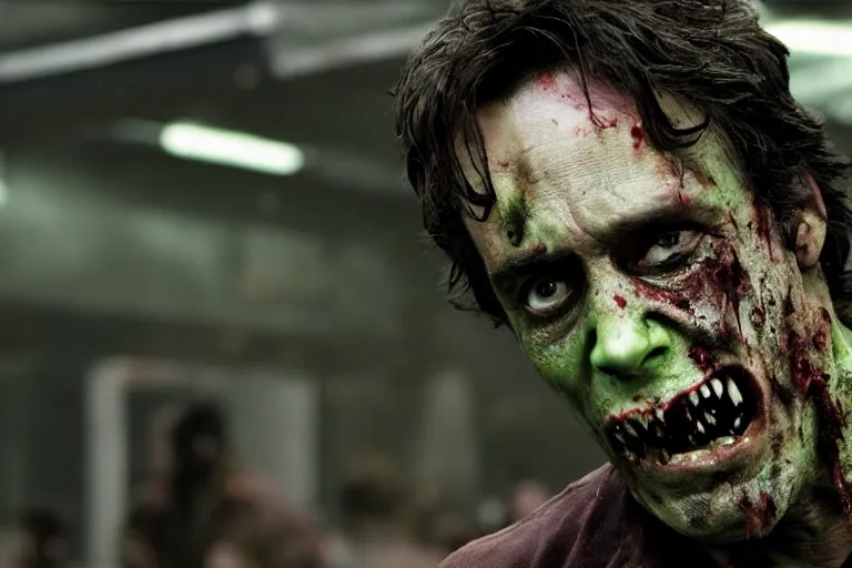 Prompt: film still of zombie Bruce Banner as a zombie in new avengers movie, 4k