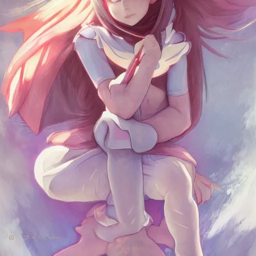 Prompt: Sylveon pokemon Gajinka as a small human girl , highly detailed, digital pencil painting, anime, cartoonish, hybrid human / anthro, monster girl, sharp focus, illustration, art by artgerm and greg rutkowski and alphonse mucha