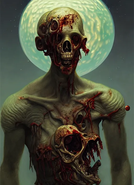 Image similar to a zombie astronaut , diffuse lighting, fantasy, intricate, elegant, highly detailed, lifelike, photorealistic, digital painting, artstation, illustration, concept art, smooth, sharp focus, art by John Collier and Albert Aublet and Krenz Cushart and Artem Demura and Alphonse Mucha