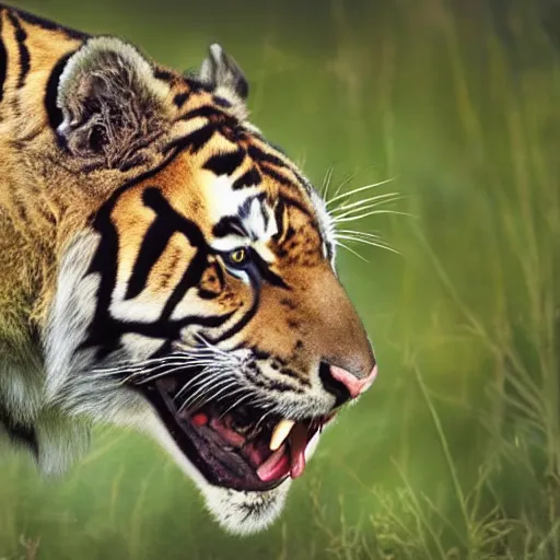 Prompt: a sabertooth tiger realistic nature photography t