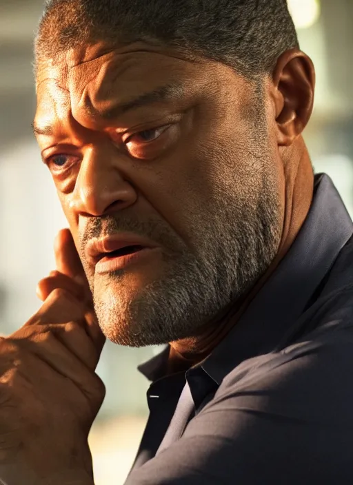 Prompt: film still of Laurence Fishburne as Roger Murthaugh in Lethal Weapon, 4k
