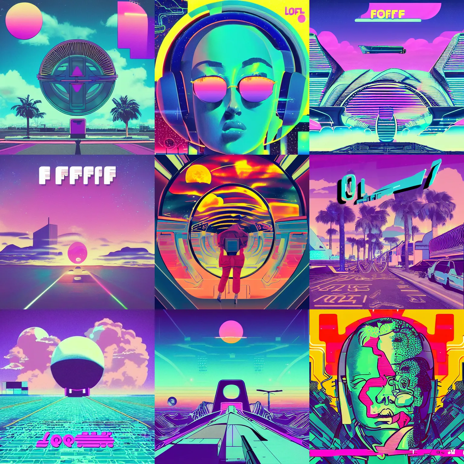 Image similar to lofi vaporwave retro futurism album artwork