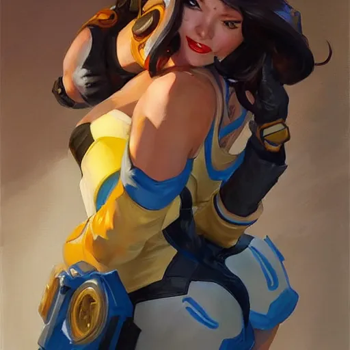 Image similar to greg manchess portrait painting of april o'neil as overwatch character, medium shot, asymmetrical, profile picture, organic painting, sunny day, matte painting, bold shapes, hard edges, street art, trending on artstation, by huang guangjian and gil elvgren and sachin teng