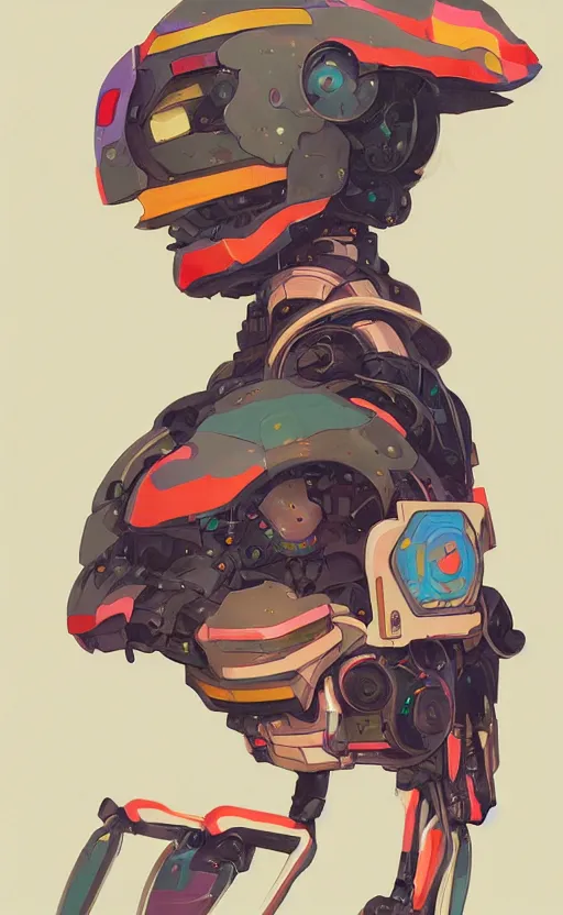 Image similar to upper half portrait of colourful army mecha robot, art by hsiao - ron cheng & alphonse mucha, highly detailed, digital painting, concept art, illustration, smooth sharp focus, intricate, symmetry, blcak background, black backdrop, artstation,