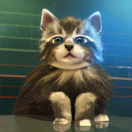 Image similar to iridescent kittens cyperpunk 2 0 7 7, unreal engine 5, 8 k ultra realistic, hyperdetailed, volumetric lighting, extremely high quality