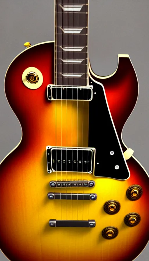 Prompt: gibson les paul vintage sunburst, 3 d hyperrealistic 8 k image style, detailed render, studio photograph