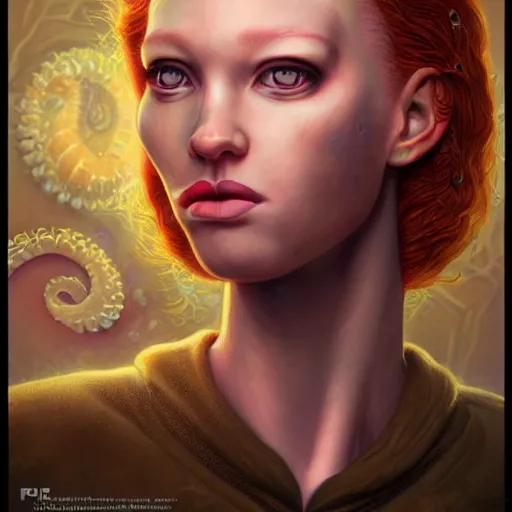 Image similar to Lofi pale redhead BioPunk Lovecraft Lovecraftian portrait, Pixar style, by Tristan Eaton Stanley Artgerm and Tom Bagshaw.