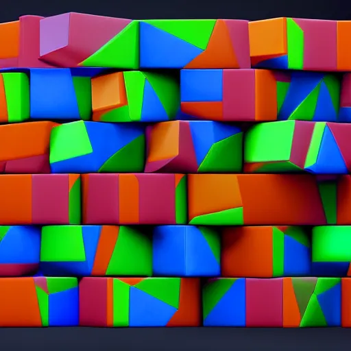 Image similar to abstract art of a stack of cubes, each smaller than the last, a pyramid of multicolored cubes, unreal engine, artstation, satisfying