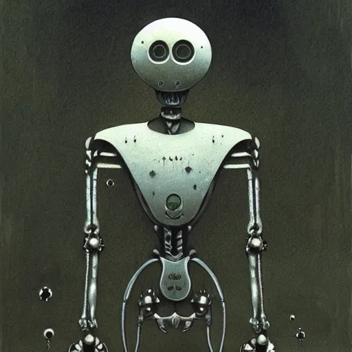 Image similar to robot ghost, by Stephen Gammell and Beksinski and Stalenhag.