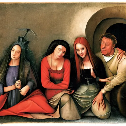 Prompt: the cast of friends, pained by hieronymus bosch