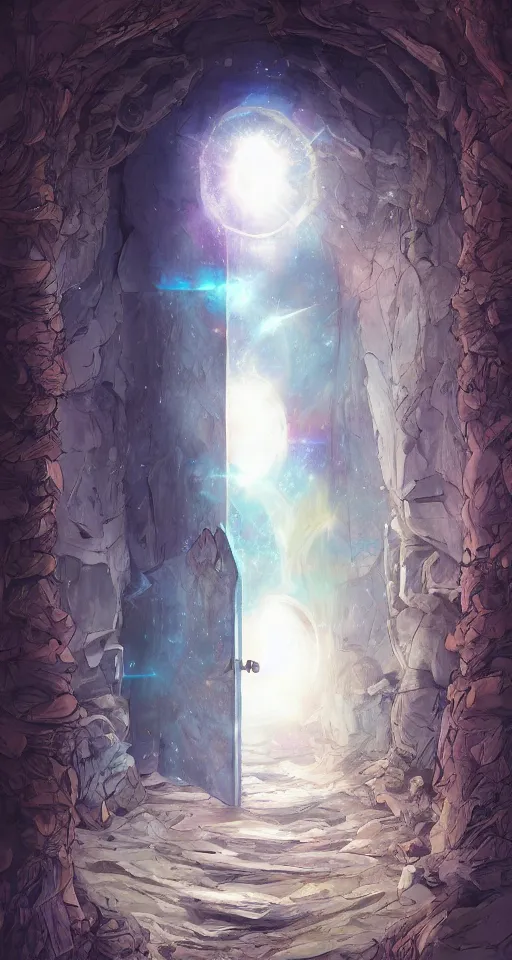 Image similar to A beautiful artwork illustration, a doorway across dimensions, featured on artstation, wide angle, vertical orientation