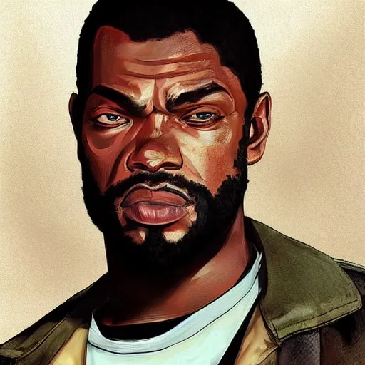 Image similar to lee everett, gta v cover art, art by stephen bliss