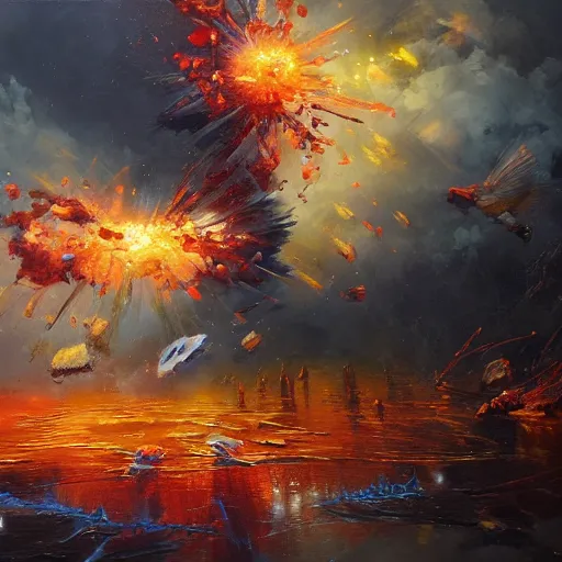 Prompt: explosion of life concept art oil painting by Jama Jurabaev, extremely detailed, brush hard, artstation, fantasy art