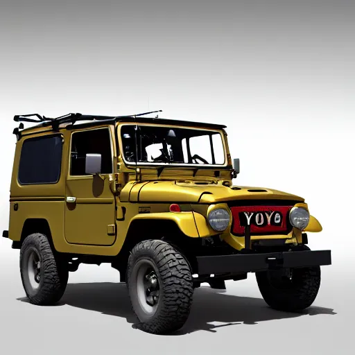 Image similar to a drawing by Leonardo da Vinci a Toyota Fj43 build in 1981, black roof, with a roof rack, detailed, 8K, octane render, 8K,