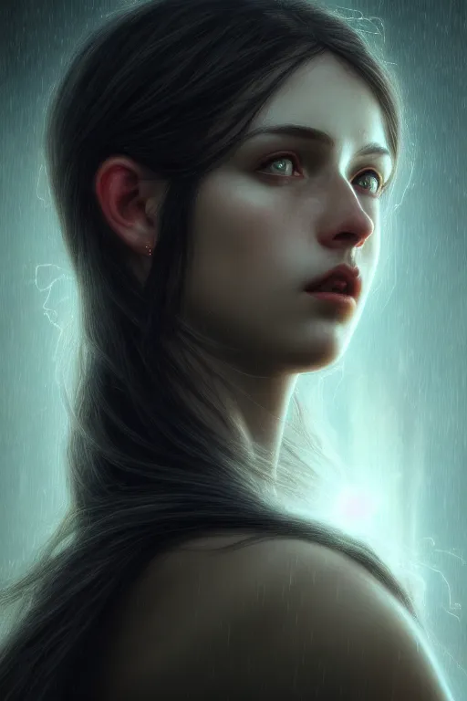 Prompt: head portrait of Lilith, portrait, mythology, photo-realistic, hyper-realism, HDR , super detailed, octane render, dramatic lightning, cinematic, by John William Waterhouse