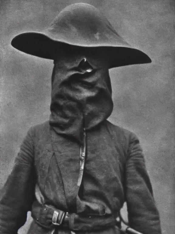 Image similar to portrait of grim reaper, ww1 photo, grainy, high detail, high resolution,