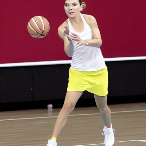 Image similar to Simona Halep playing basketball