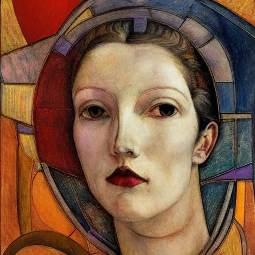 Image similar to the android queen, by Annie Swynnerton and Diego Rivera, symbolist, dramatic lighting, elaborate geometric ornament, Art Brut ,god rays, soft cool colors,smooth, sharp focus, extremely detailed, Adolf Wölfli