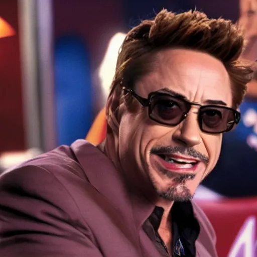 Image similar to robert downey jr. starring in weekend at bernie's 3 - bernie in a vegas casino.