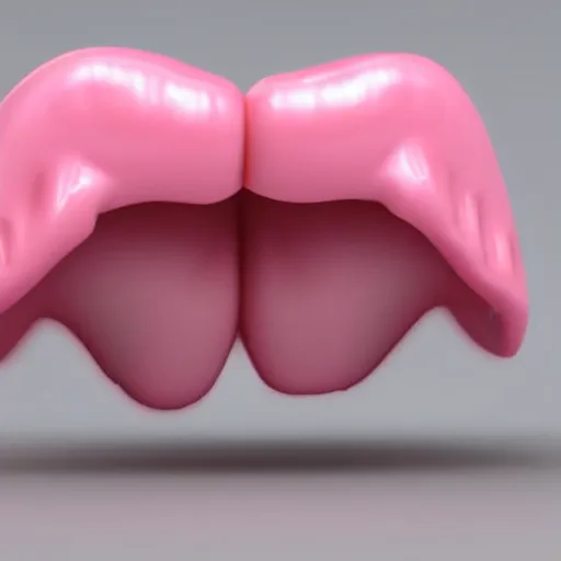 Prompt: a piece of 3 d pink dentures with wings, 4 k,