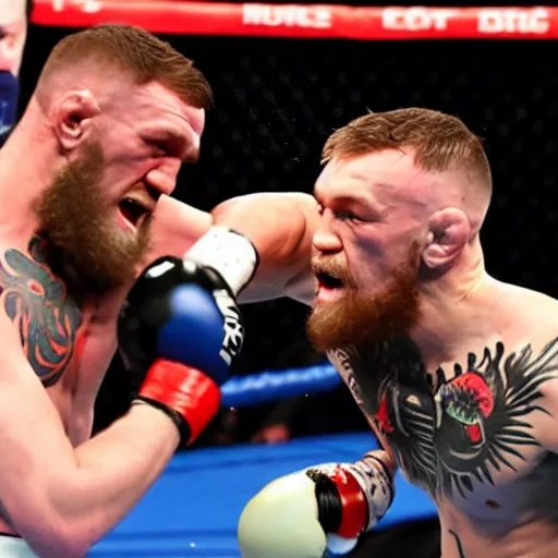 Image similar to conor mcgregor knocking himself out, high quality photo