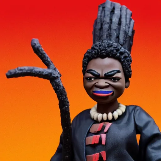 Image similar to maya angelou as kunta kinte, stop motion vinyl action figure, plastic, toy, butcher billy style