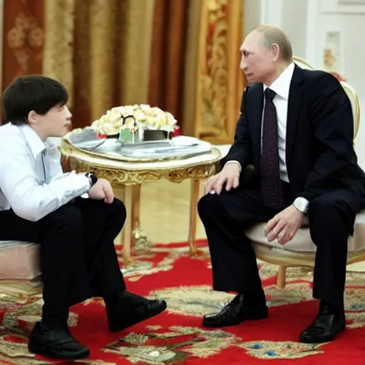 Image similar to putin teams up with a mysterious teenage putin