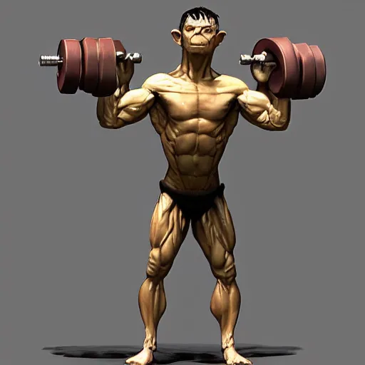 Image similar to Gollum is a jacked muscle builder gigachad