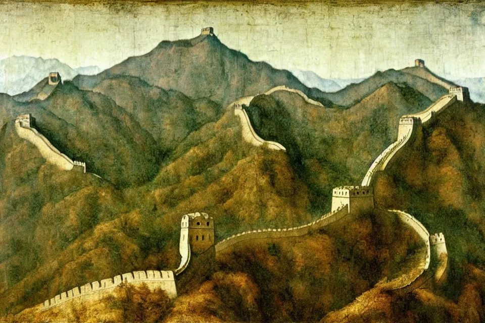 Prompt: the great wall, leonardo da vinci.