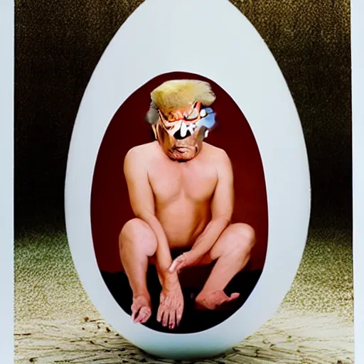 Image similar to Donald Trump in an eggshell photographed by Anne Geddes