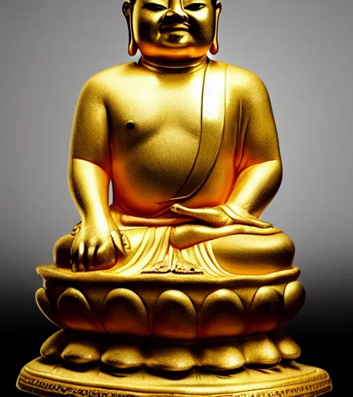 Prompt: 'jack black'!!! As a golden buddha statue