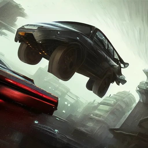 Prompt: full view of a car, intricate, elegant, highly detailed, digital painting, concept art, smooth, sharp focus, art style from Wang Ke and Greg Rutkowski and Bruce Kaiser and Scott Robertson and Dmitry Mazurkevich and Doruk Erdem and Jon Sibal, small style cue from Blade Runner and Total Recall