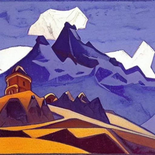 Image similar to A castle in the mountains by Nicholas Roerich