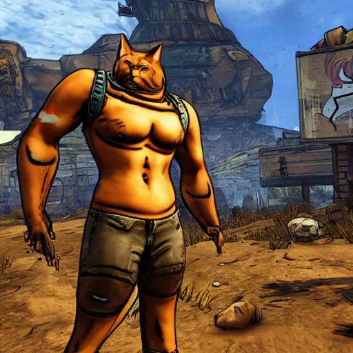 Prompt: Giant Cat in borderlands 2