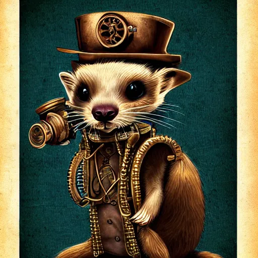 Image similar to steampunk ferret in tophet art