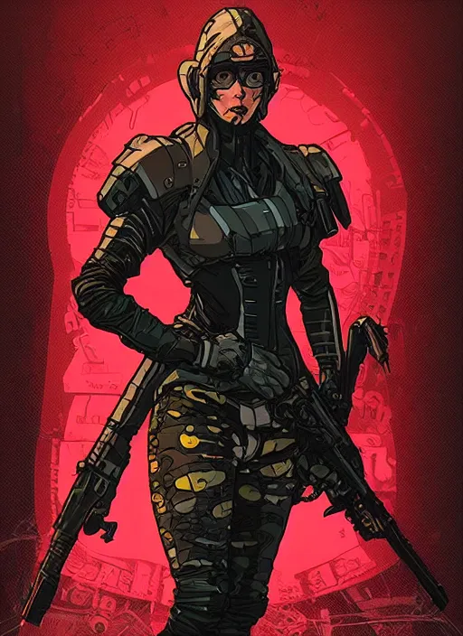 Prompt: deadly cyberpunk assassin. codename : python. portrait by ashley wood and alphonse mucha and laurie greasley and josan gonzalez and james gurney. illustration, pop art, cinematic. realistic proportions. moody industrial setting. artstationhq. smooth. sharp focus.