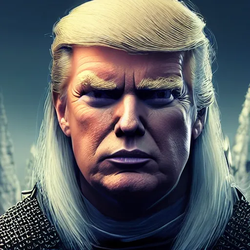 Prompt: donald trump is the witcher, hyper detailed, digital art, trending in artstation, cinematic lighting, studio quality, smooth render, unreal engine 5 rendered, octane rendered, art style by klimt and nixeu and ian sprigger and wlop and krenz cushart.