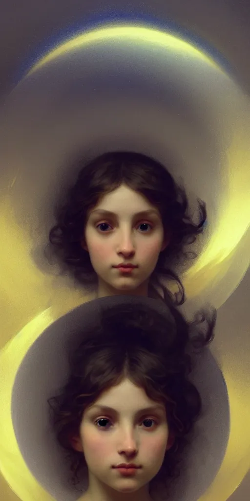 Image similar to highly detailed portrait of a semicircular bounded space surrounded by golden and blue magic powder, ultra wide angle, finer details : 3, by ian fisher and greg rutkowski - adolphe bouguereau trending on artstation, concept art, smooth, sharp focus, illustration.